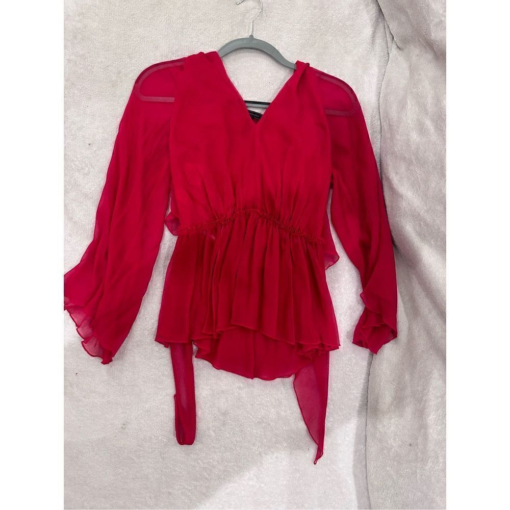 BCBG MAXAZRIA womens red blouse size XS